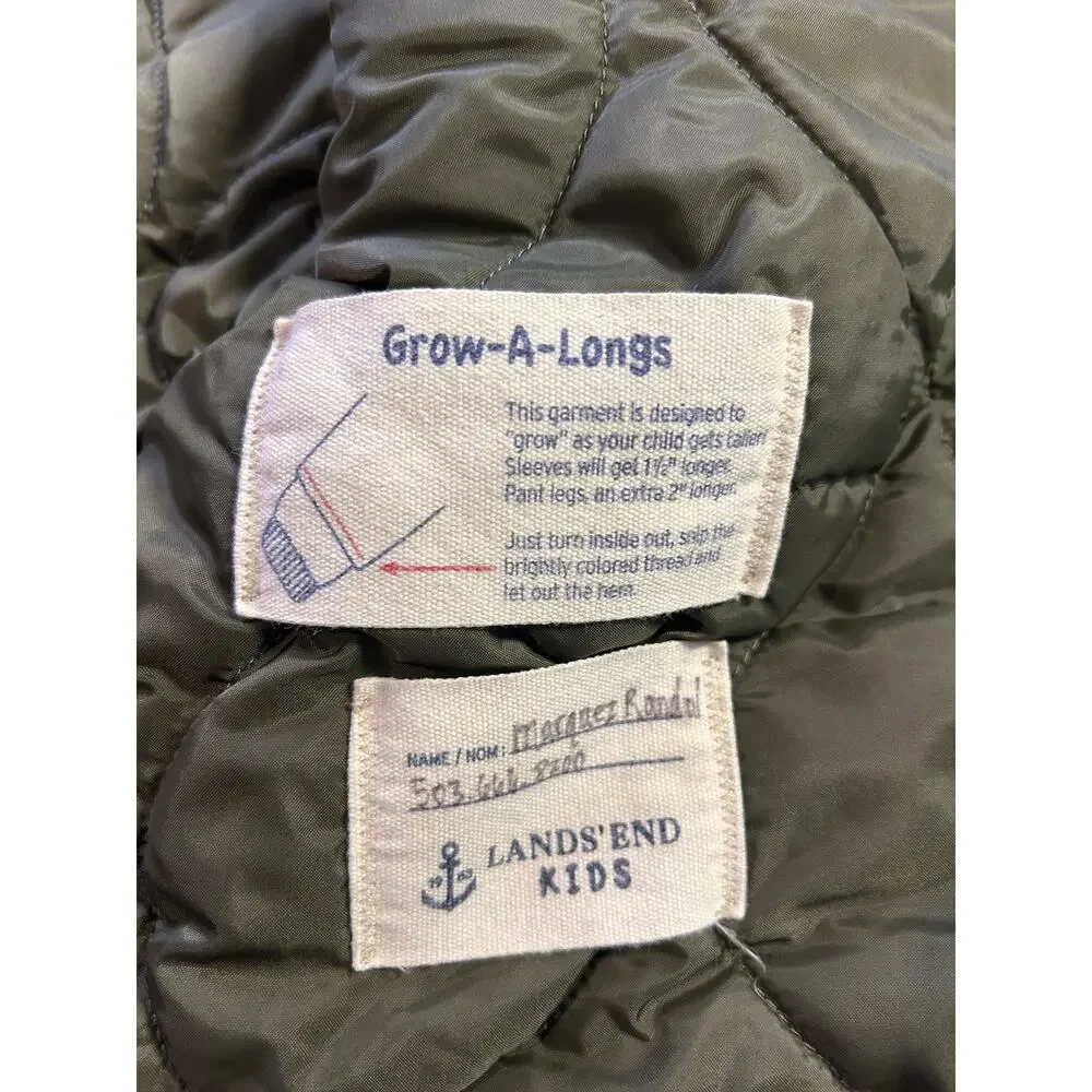 Lands’ End Kids Sherpa Lined Hooded Parka Jacket Green Size L 14–16 Grow-A-Longs